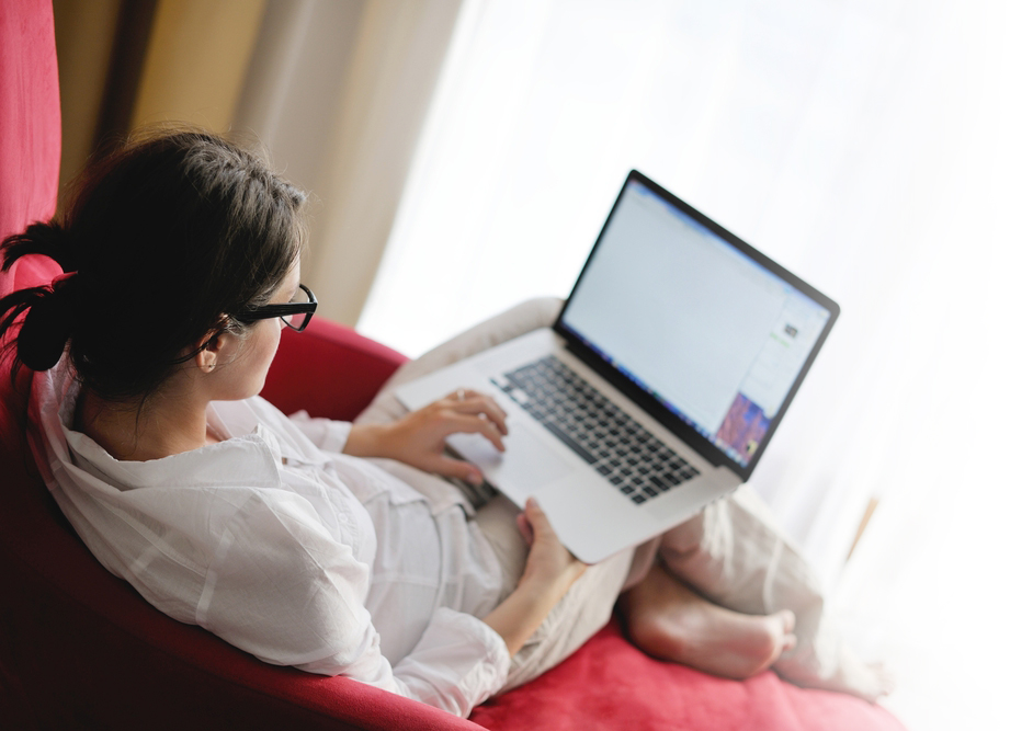 Woman on laptop at home