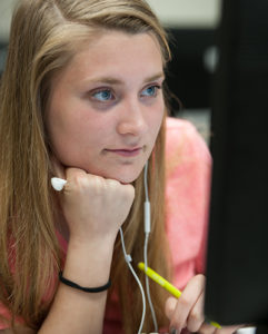 Student on computer