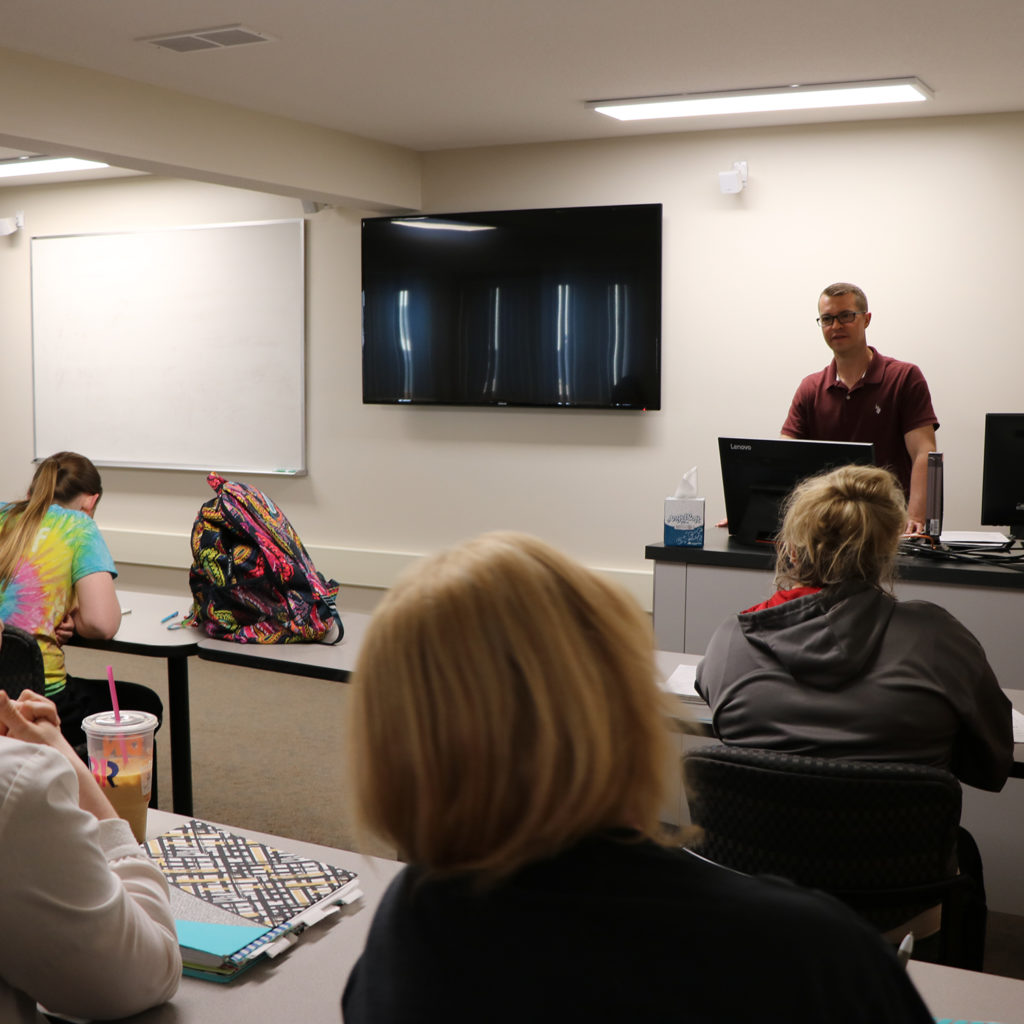 SEC-classroom Professor teaches students at the Southeast Education Center