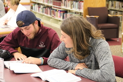 Two students study together in JWCC's library