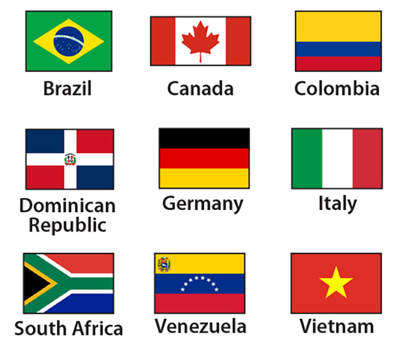 Flags of various countries