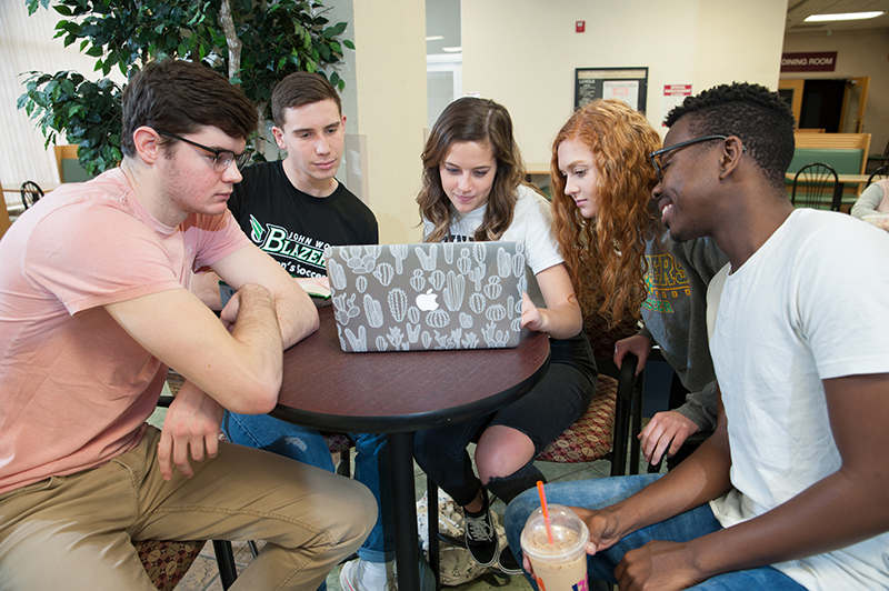 students in cafe