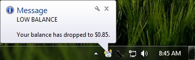 Low Balance Notification