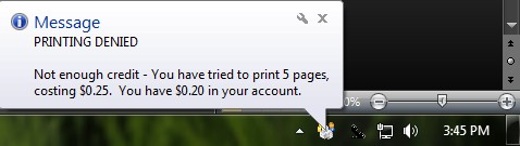 Print Denied Notification