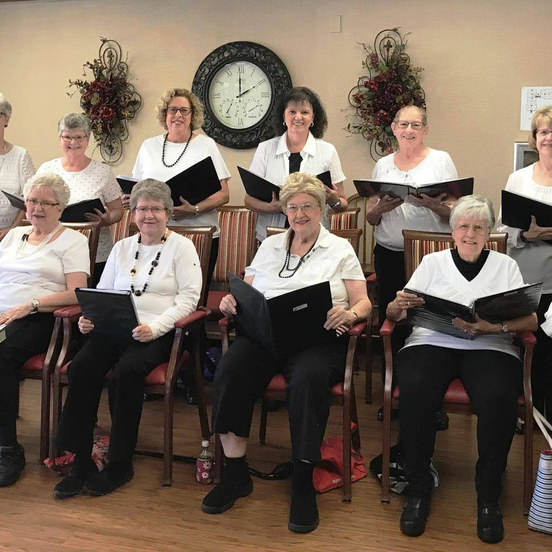 RSVP members sing at the Sunset Retirement Home