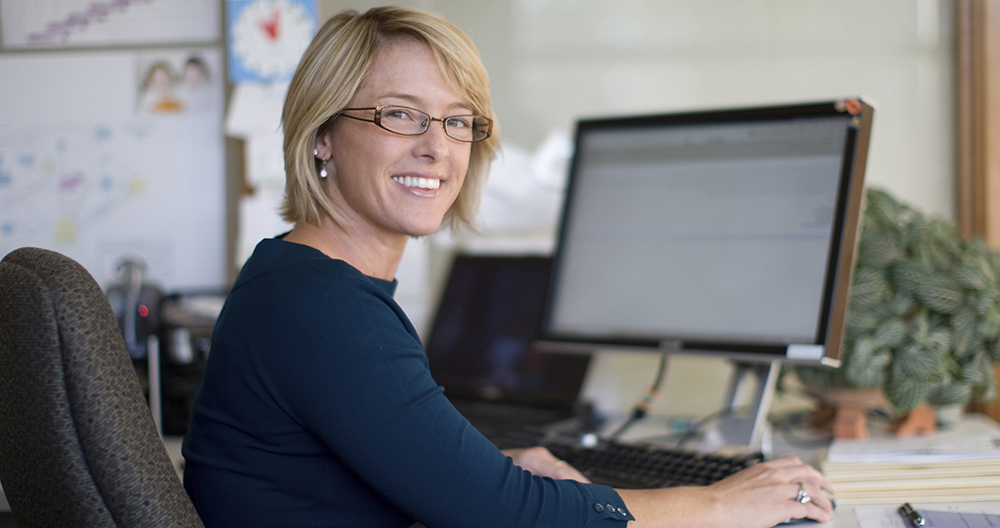 Worker at computer