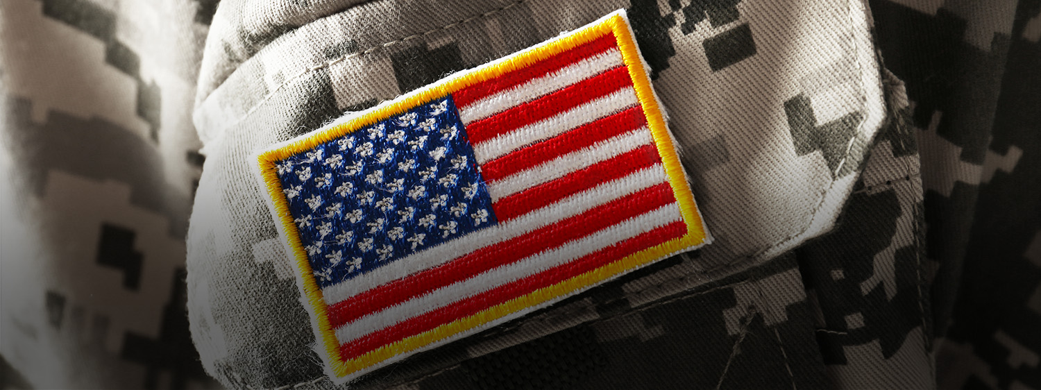 American flag etched on a military helmet