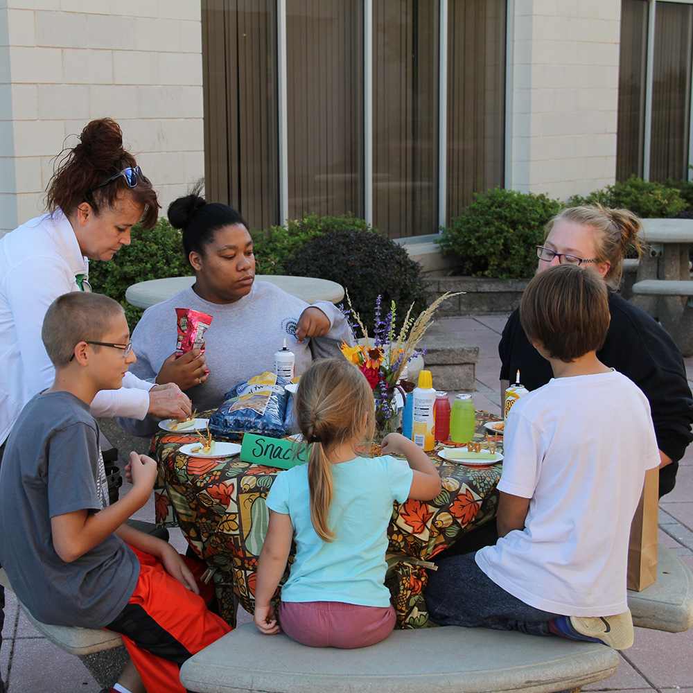 group of people having a snack