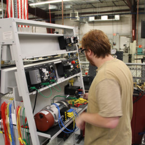 man working with wires