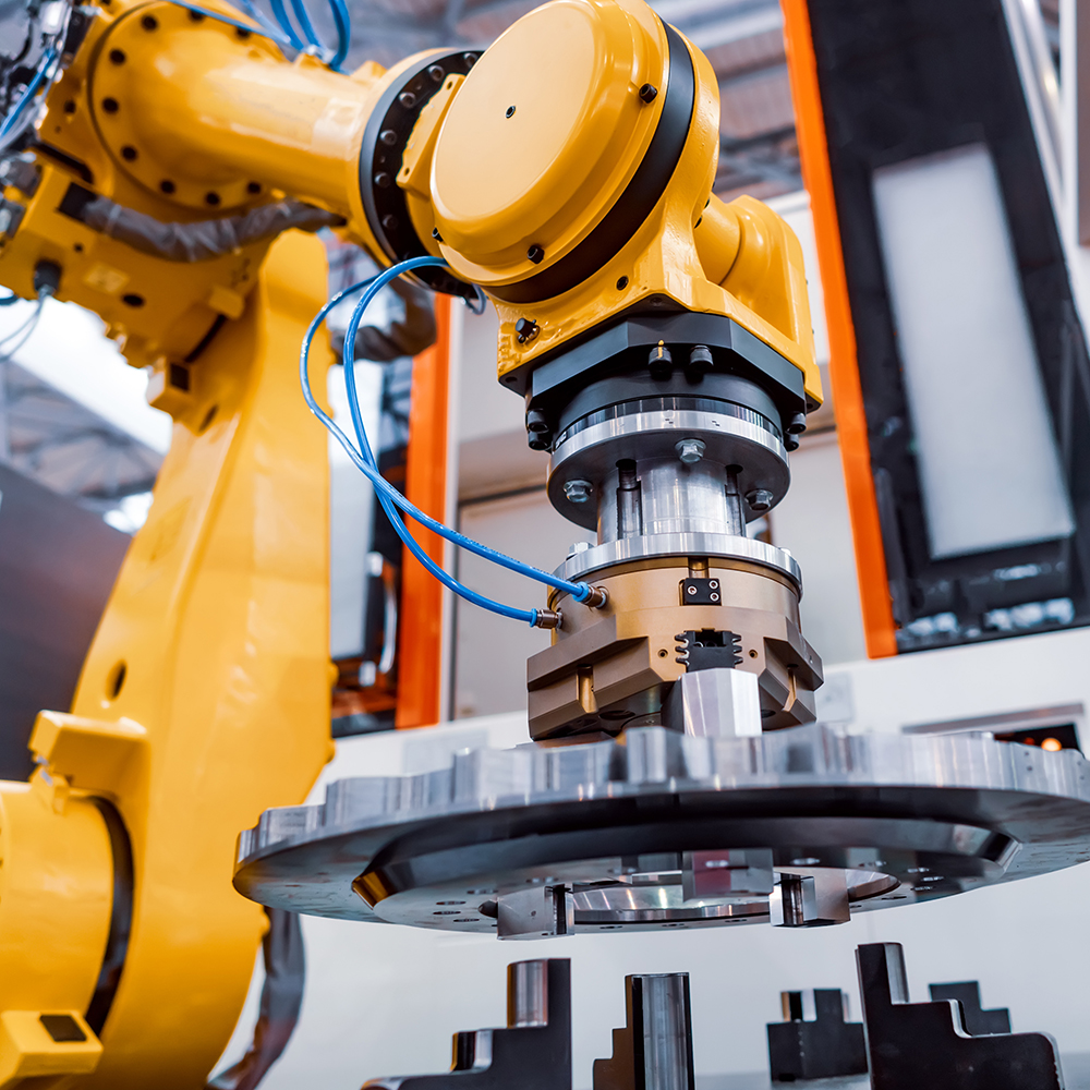 Robotic Arm modern industrial technology. Automated production c robotic arm