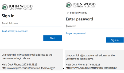 Logging into JWCC's Canvas system