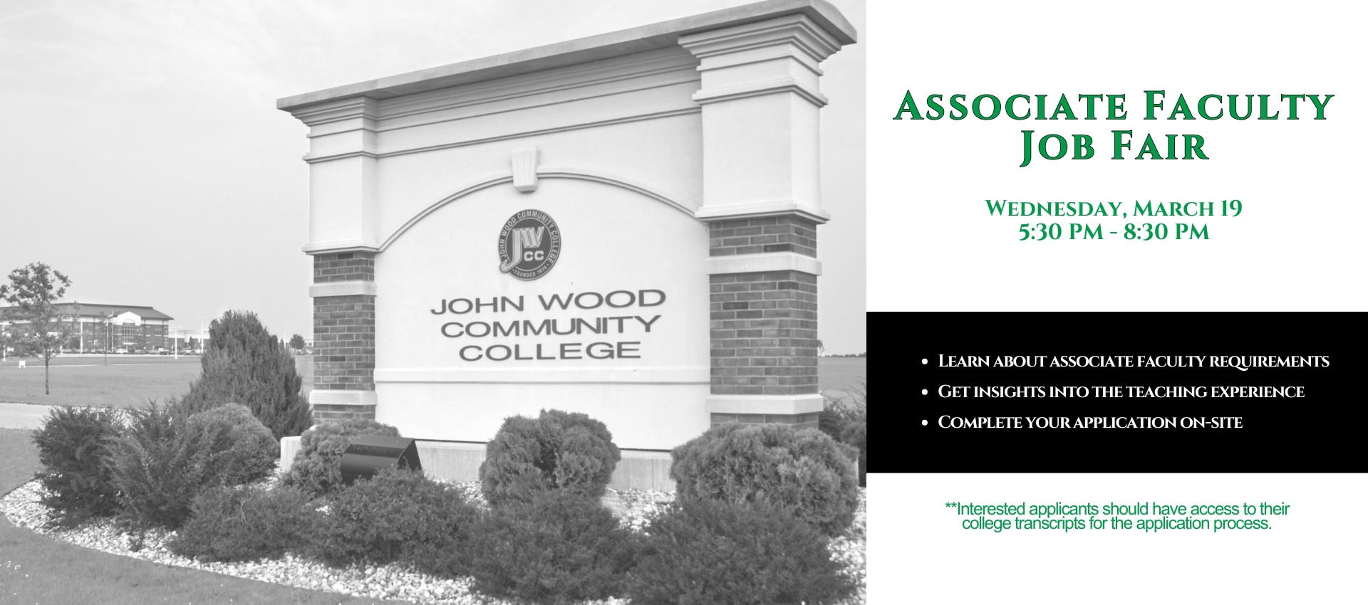 JWCC Road Sign B&W With Job Fair Details